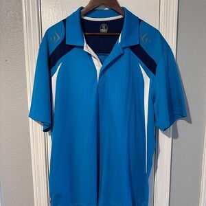 PGA Tour Blue and White Men's Polo Shirt